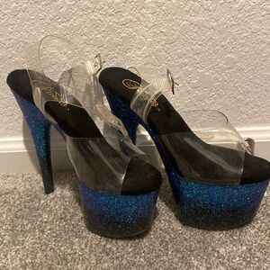Sparkle turquoise pleaser heels